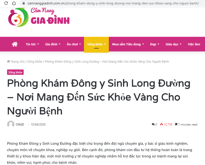 cẩm nang gia đình đưa tin